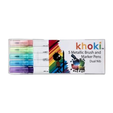 Dual Tip Metallic Brush & Fine Pen - Set of 5's